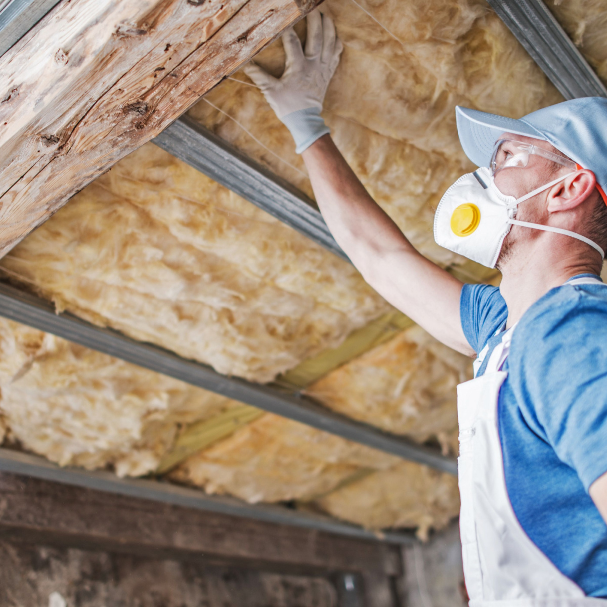 A roofer inspecting a home's insulation