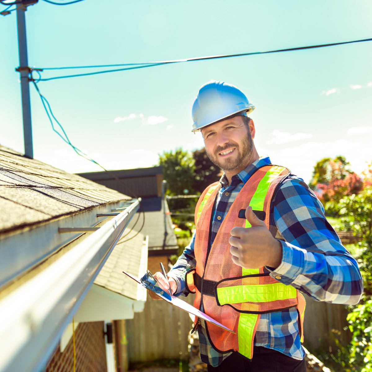 Insurance representative inspects Katy roof for replacement.